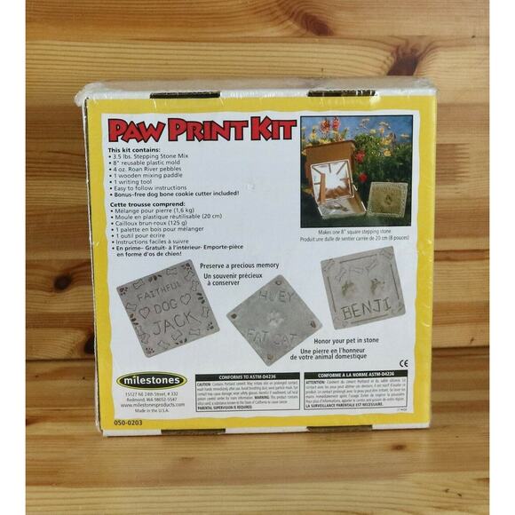 New Milestones Paw Print Kit Stonecraft Memory In A 8” Stepping Stone Arts Craft - Picture 3 of 3